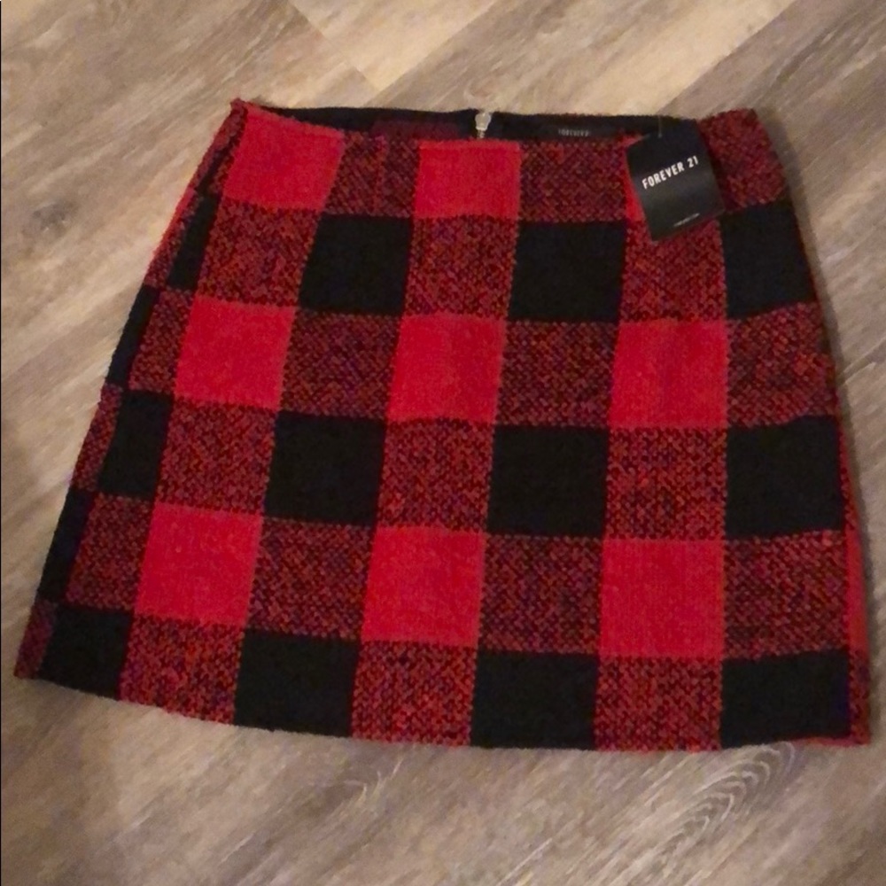 NEW Red & Black Checkered Mini Skirt Forever 21